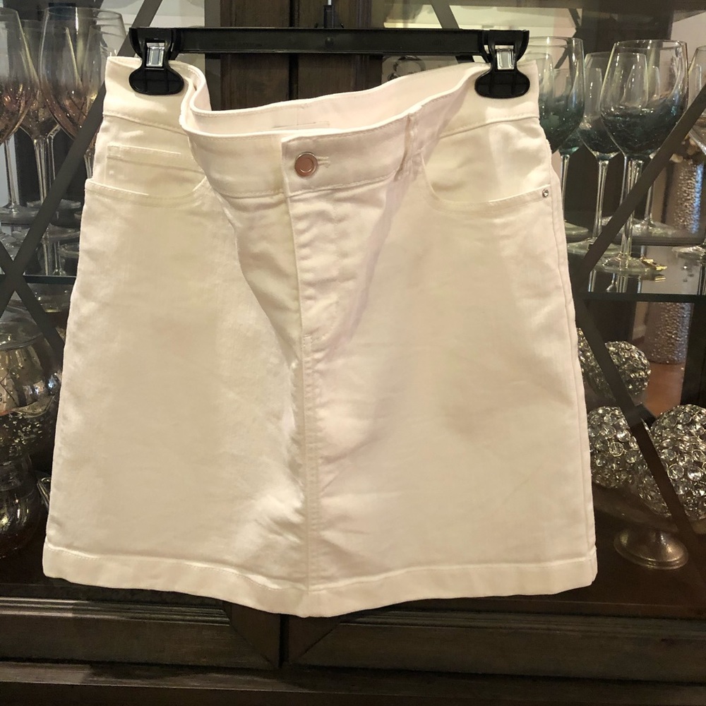 WHBM White Denim Skirt